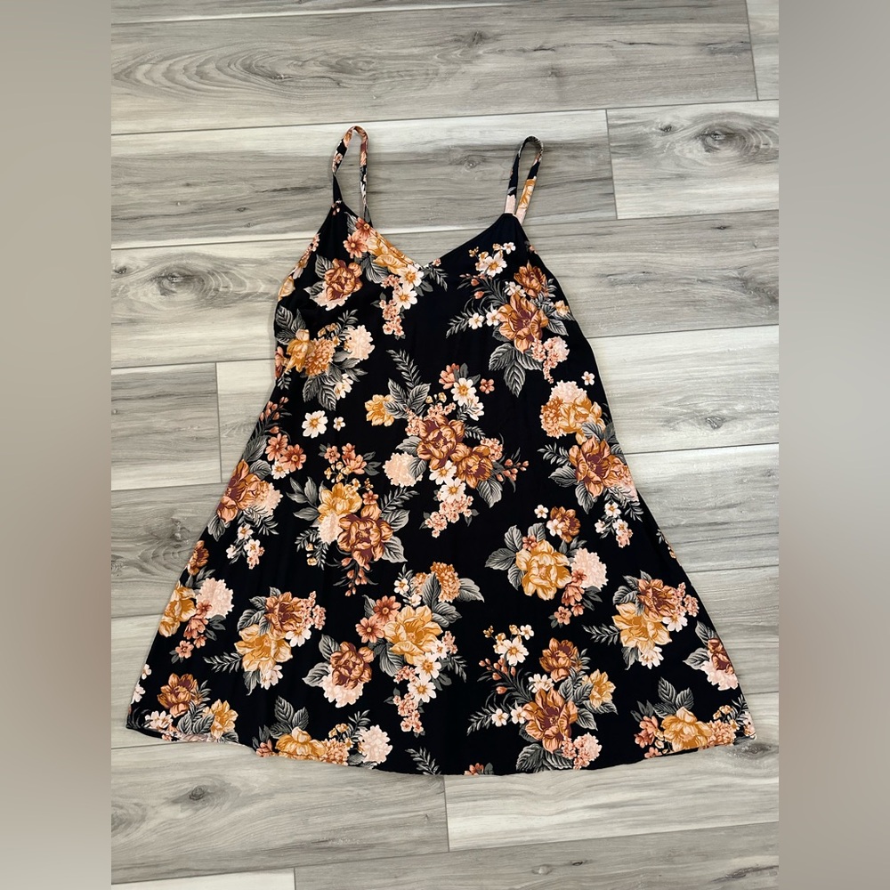 Torrid Floral Black and Orange Dress